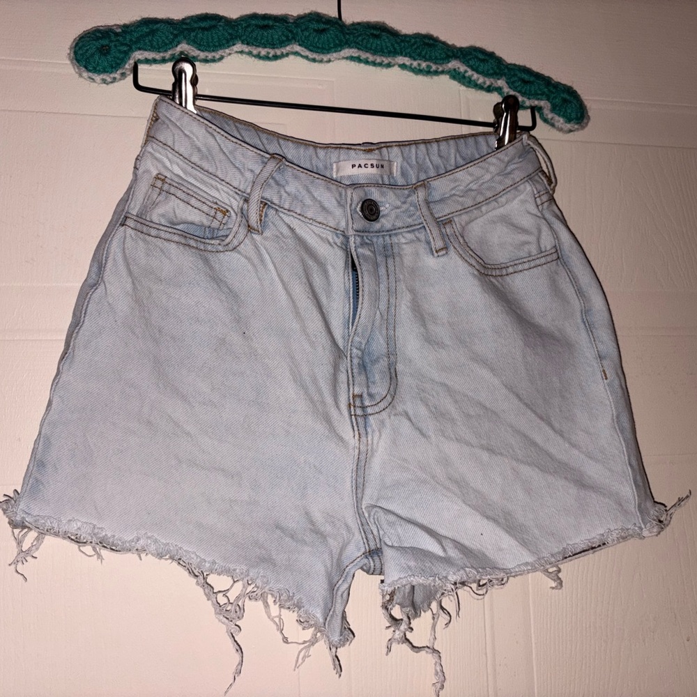 PacSun Light Wash High-Rise Denim Shorts - Pale Blue